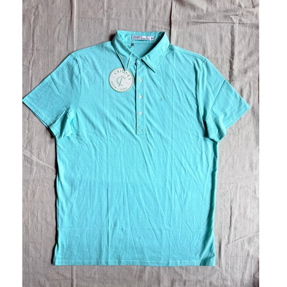 Criquet Polo Shirt Men's XXL Teal Organic Cotton Short Sleeve Stretchy Golf New